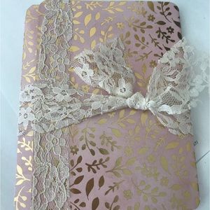 Mini Pink Gold Sparkly Journal Notebook Lace